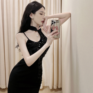 Slim slim sequin dress annual meeting cheongsam dress