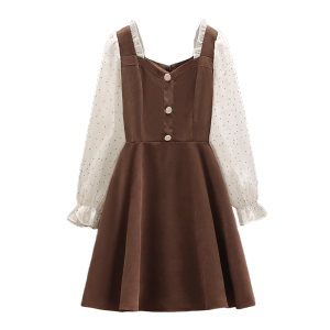RM2420#新款大码女装法式气质复古短裙胖妹妹波点显瘦连衣裙