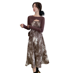 TR13120# 春季套装女温柔风法式连衣裙搭配针织衫两件套 服装批发女装直播货源