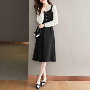 RM133#新款连衣裙女小个子长裙韩版蕾丝长袖修身裙子