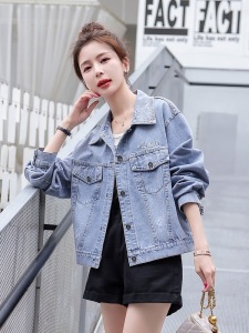 RM3557#牛仔外套女短款 韩版百搭个性可拆卸连帽牛仔衣夹克潮