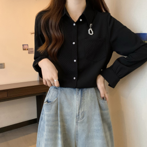 RM914#新款韩版小清新甜美设计感洋长袖拼接衬衫女上衣
