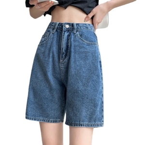 RM152#五分牛仔短裤女薄款夏装高腰宽松阔腿显瘦小个子5分直筒中裤潮ins