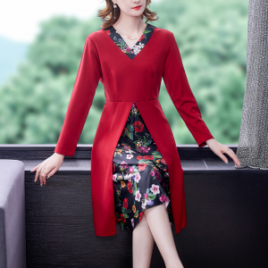 RM571#新款韩版女装气质碎花连衣裙中长款过膝显瘦加大打底裙