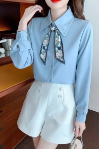 RM180#韩版气质别致领带长袖衬衫