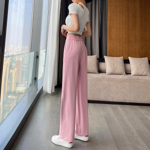 RM164#粉色窄版阔腿裤女直筒宽松垂坠感西裤2023春季新款裤子
