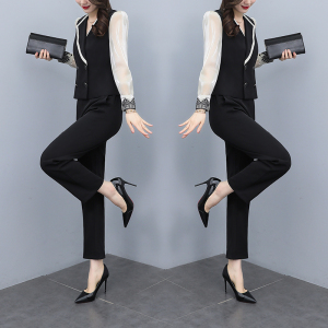 RM1688#时尚大码女装2023春装新款洋气减龄小西装显瘦时髦职业装两件套