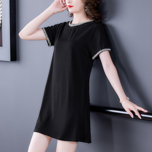 RM1541#黑色子女装夏天2023年新款春小个子法式气质中长裙