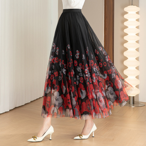 RM296#新款成熟宽松型高腰长裙三层网纱半身裙