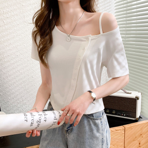 RM463#短袖t恤女夏2023年设计感洋气减龄不规则上衣