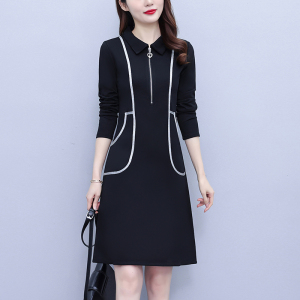 RM7592#大码女装2023年春季新款时尚简约修身显瘦长袖连衣裙