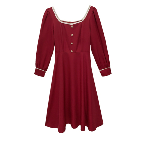RM598#敬酒服新娘春季小个子酒红色订婚礼服连衣裙平时可穿高级感