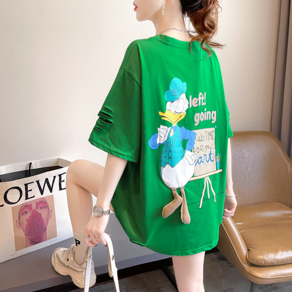 RM501#棉质网红ins潮超火短袖t恤女夏季宽松休闲设计感小众百搭上衣