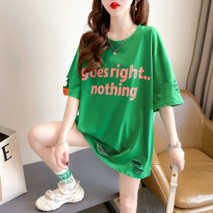 RM501#棉质网红ins潮超火短袖t恤女夏季宽松休闲设计感小众百搭上衣