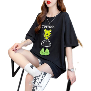 RM502#棉质网红ins潮超火短袖t恤女夏季宽松休闲设计感小众百搭上衣