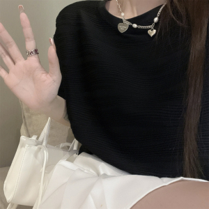 RM390#肌理感 夏装法式横纹短袖T恤女高级感
