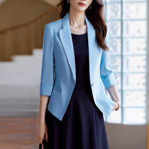 RM867#蓝色西装外套女春秋2023新款设计感小众个子修身气质名媛韩版西服