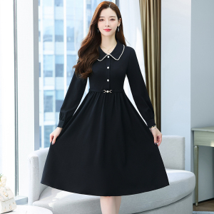 RM22599#新款春款女装收腰显瘦气质法式复古长袖红色连衣裙小众设计