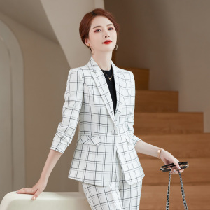 RM874#格子西装外套女2023年春季新款气质休闲显瘦小个子职业西服