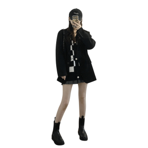 TR20743# 黑色休闲女士上衣小个子西服高级感炸街小西装外套2023秋冬季新款