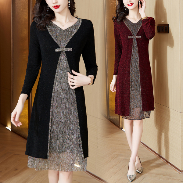 RM578#高端大码女装连衣裙新款时尚女人味减龄显瘦洋气中长裙