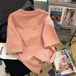 RM697#夏季宽松圆领上衣新款短袖t恤女毛巾绣 后包条