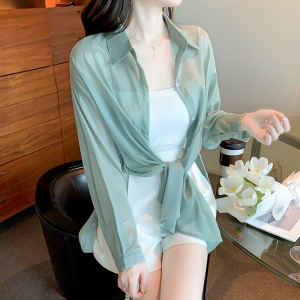 RM1391#新款雪纺衫防晒衣韩版宽松薄款空调服长袖衬衣女