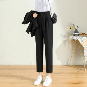 RM1257# 哈伦西装裤女 新款韩版高腰显瘦不变形西装开叉裤