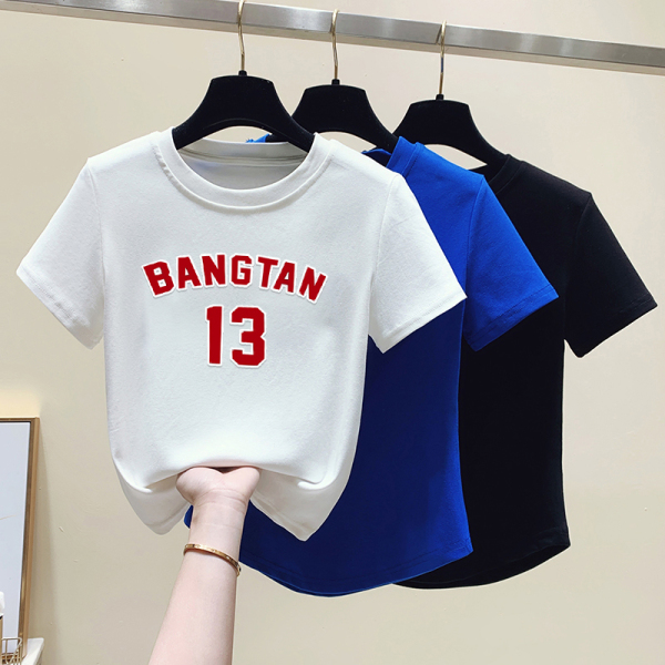 RM6434#春夏韩版修身不规则设计感上衣纯棉时尚短袖T恤女