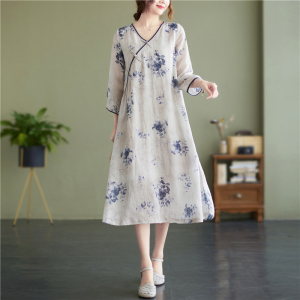 RM1197#夏季新款大码连衣裙中国风旗袍