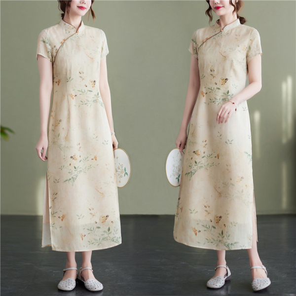 RM1198#夏季新款连衣裙中国风水墨画旗袍