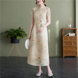 RM1198#夏季新款连衣裙中国风水墨画旗袍