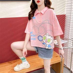 TR12406# 新款后包领韩版夏季新款短袖POLO小众短袖T恤 服装批发女装服饰货源