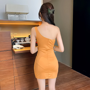 RM713#性感单肩吊带紧身包臀连衣裙
