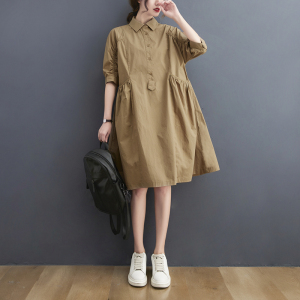 RM1205#夏季新款大码衬衣裙气质显瘦连衣裙