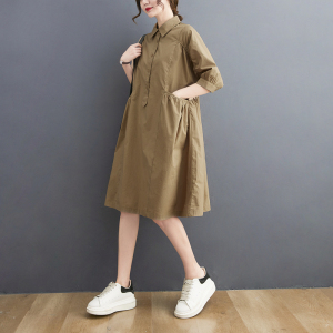 RM1205#夏季新款大码衬衣裙气质显瘦连衣裙