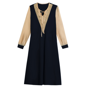 RM20854#高端大码遮肚子长袖连衣裙女2023年新款秋季气质优雅裙子中长款