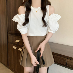 TR11908# 拉架夏装新款韩版短袖T恤女露肩上衣 服装批发女装服饰货源