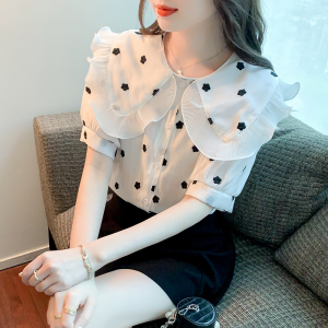 RM1399#新款夏季韩版短袖雪纺洋气小众百搭时尚上衣小衫女