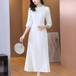 RM1444# 新中式 茶服 重工刺绣 改良旗袍连衣裙