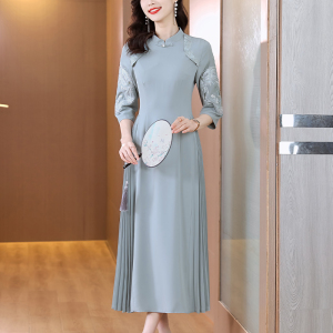 RM1444# 新中式 茶服 重工刺绣 改良旗袍连衣裙