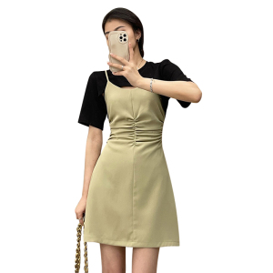 TR12013# 新款独特气质高级感假两件连衣裙子女夏季设计感小众吊带裙 服装批发女装服饰货源