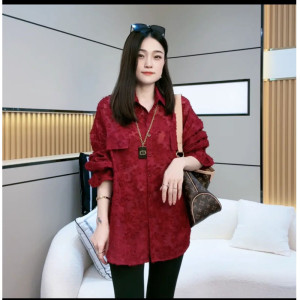 TR13382# 新款韩版设计感黑玫瑰蕾丝长袖衬衫女宽松大码减龄气质衬 服装批发女装直播货源