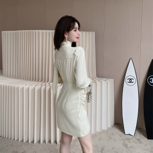 RM1421#法式显瘦长袖连衣裙小众设计感气质裙子女