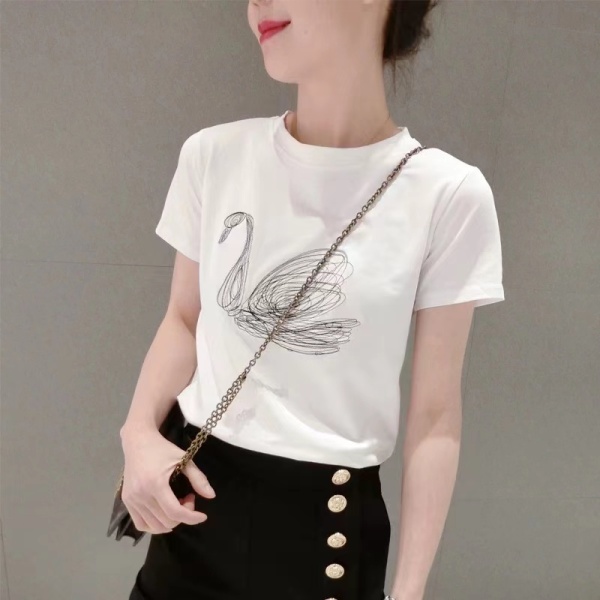 RM3540#夏季新品宽松显瘦白色t恤女洋气欧货短袖网红