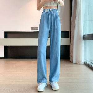 RM2659#天丝牛仔阔腿裤女夏季超薄新款高腰垂感宽松直筒冰丝拖地裤