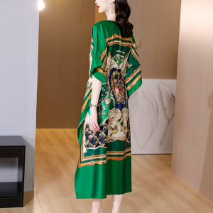 RM7165#真丝连衣裙高级感新款高端设计感大牌桑蚕丝蝙蝠袖气质裙