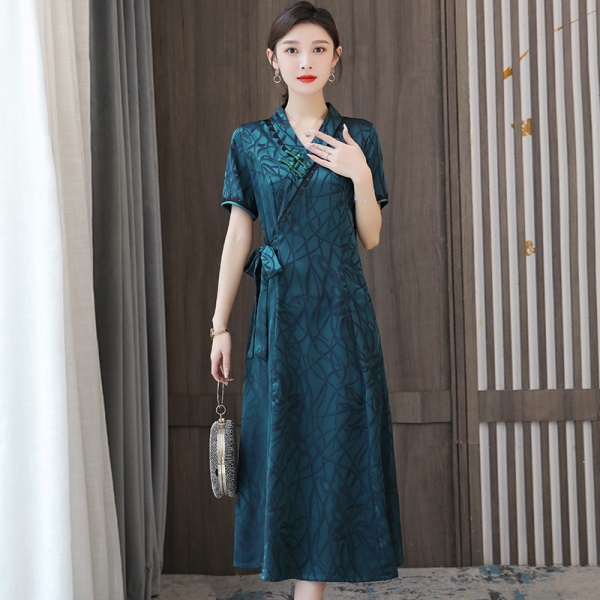 RM6282#中式改良旗袍2023年新款年轻款气质中年妈妈连衣裙女高端高贵...