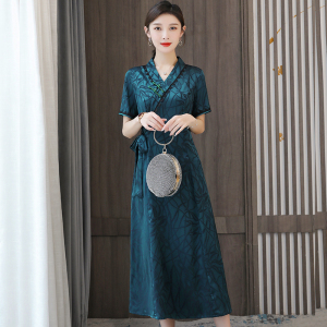 RM6282#中式改良旗袍2023年新款年轻款气质中年妈妈连衣裙女高端高贵夏季