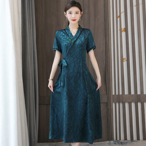 RM6282#中式改良旗袍2023年新款年轻款气质中年妈妈连衣裙女高端高贵夏季